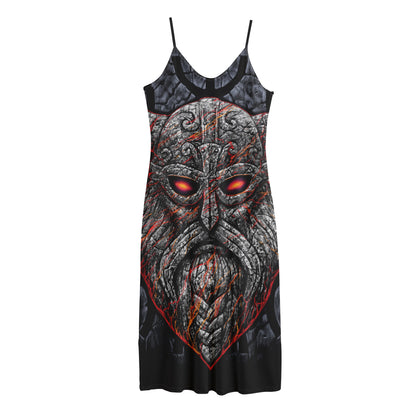 Ancient Viking Norse God Odin Print Jersey Midi Cami Dress