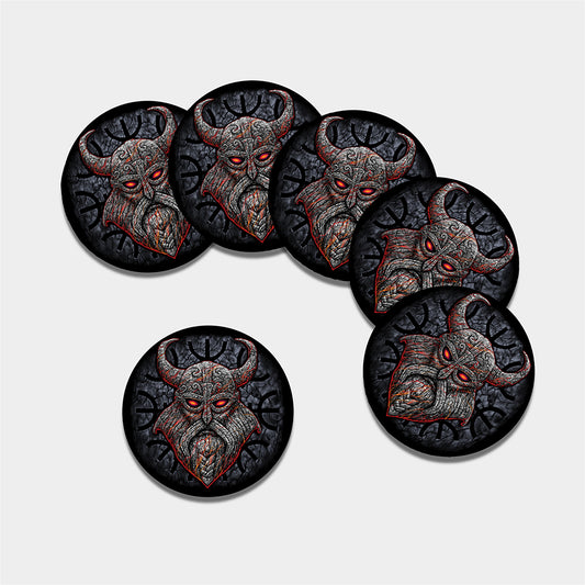 Ancient Viking Norse God Odin Print Leather Coaster Set
