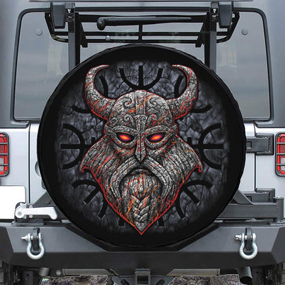 Ancient Viking Norse God Odin Print Leather Spare Tire Cover