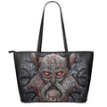Ancient Viking Norse God Odin Print Leather Tote Bag With Zipper