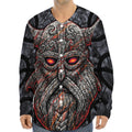 Ancient Viking Norse God Odin Print Long Sleeve Baseball Jersey