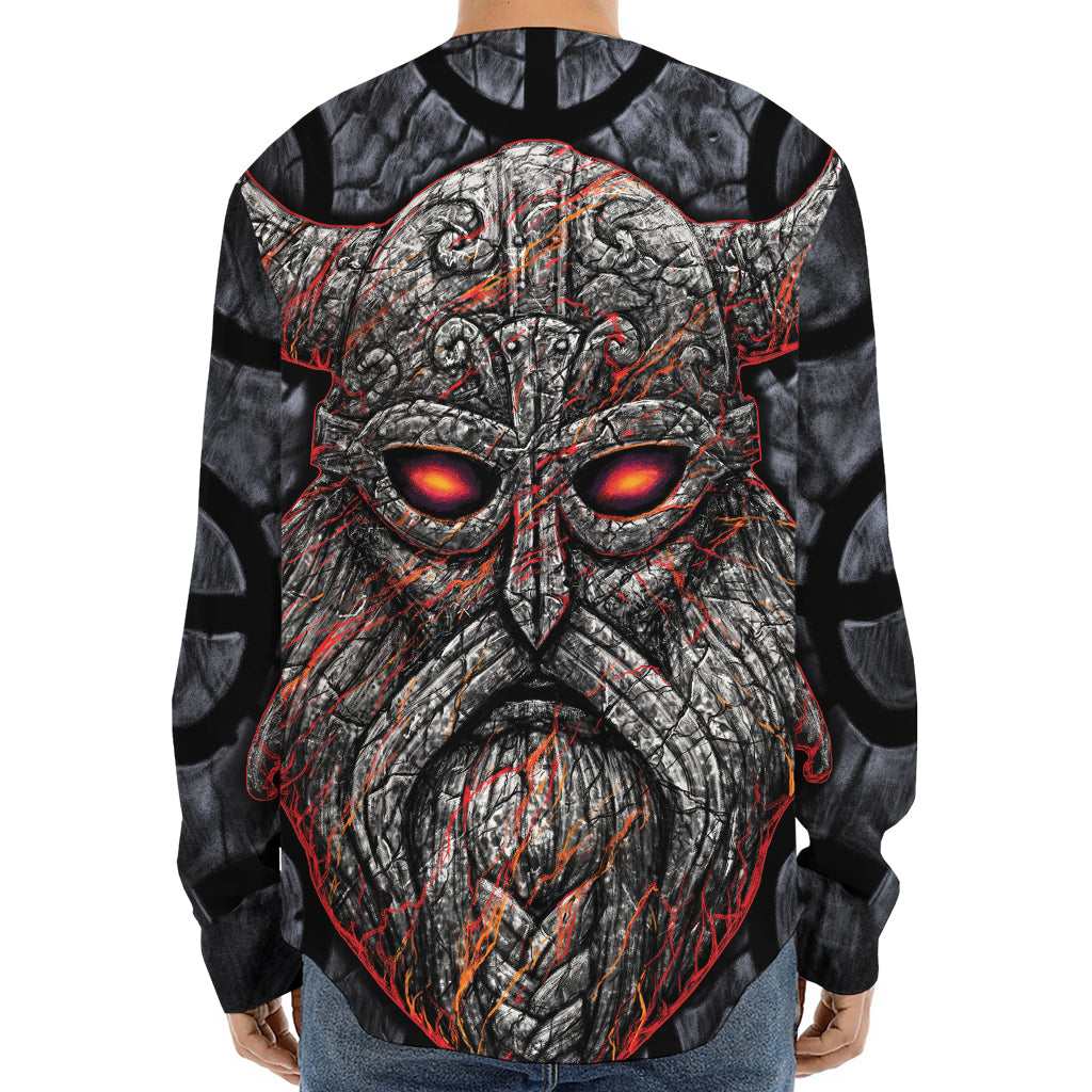 Ancient Viking Norse God Odin Print Long Sleeve Baseball Jersey
