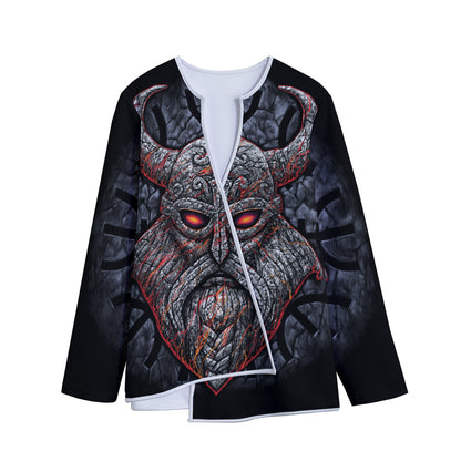 Ancient Viking Norse God Odin Print Long Sleeve Short Coat