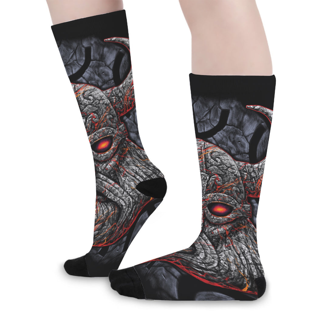 Ancient Viking Norse God Odin Print Long Socks