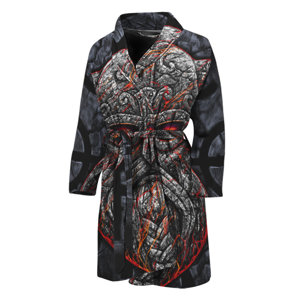 Ancient Viking Norse God Odin Print Men's Bathrobe