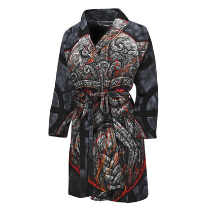 Ancient Viking Norse God Odin Print Men's Bathrobe