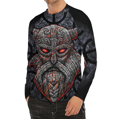 Ancient Viking Norse God Odin Print Men's Long Sleeve Rash Guard