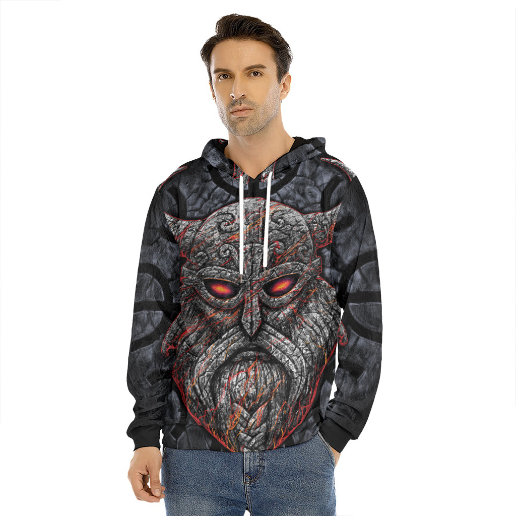 Ancient Viking Norse God Odin Print Men's Velvet Pullover Hoodie