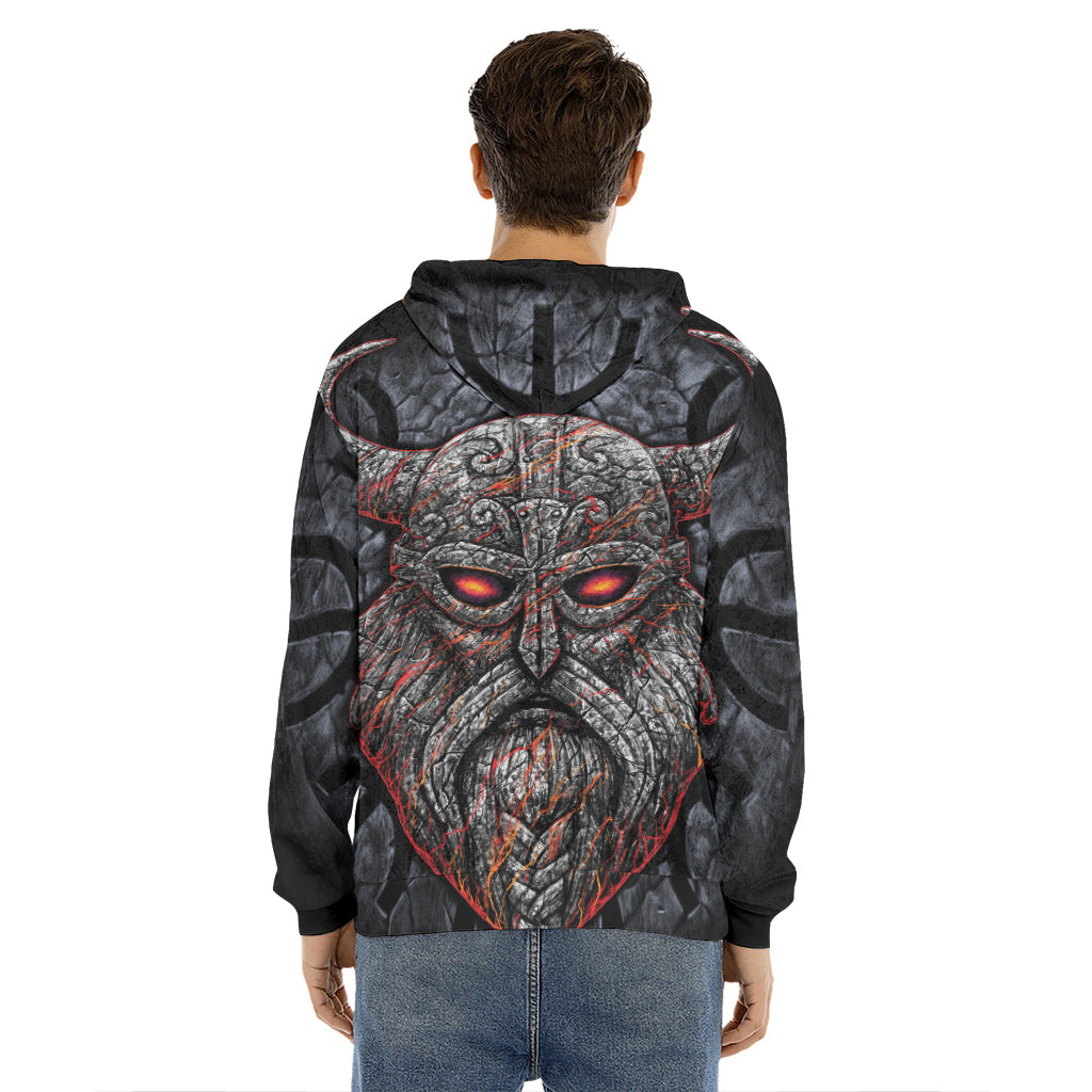 Ancient Viking Norse God Odin Print Men's Velvet Pullover Hoodie