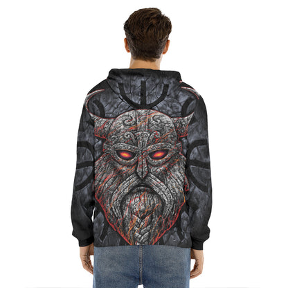 Ancient Viking Norse God Odin Print Men's Velvet Pullover Hoodie