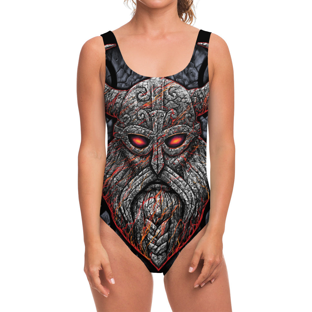 Ancient Viking Norse God Odin Print One Piece Swimsuit