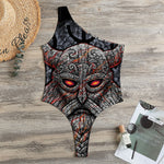 Ancient Viking Norse God Odin Print One Shoulder Bodysuit