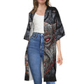 Ancient Viking Norse God Odin Print Open Front Beach Cover Up