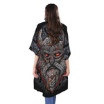 Ancient Viking Norse God Odin Print Open Front Beach Cover Up