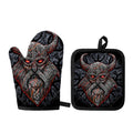 Ancient Viking Norse God Odin Print Oven Mitt And Pot Holder Set