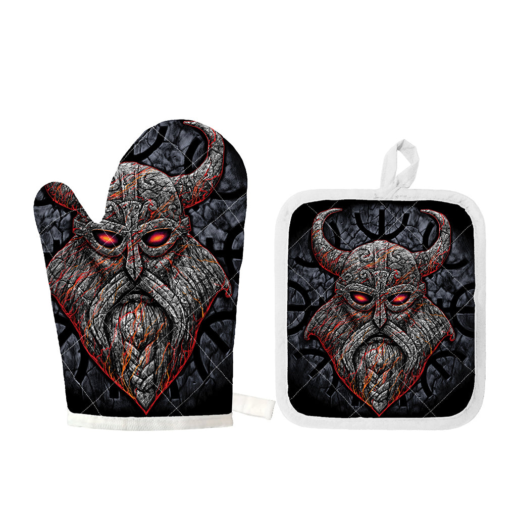 Ancient Viking Norse God Odin Print Oven Mitt And Pot Holder Set