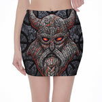 Ancient Viking Norse God Odin Print Pencil Mini Skirt
