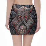 Ancient Viking Norse God Odin Print Pencil Mini Skirt