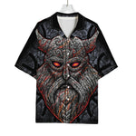 Ancient Viking Norse God Odin Print Rayon Hawaiian Shirt
