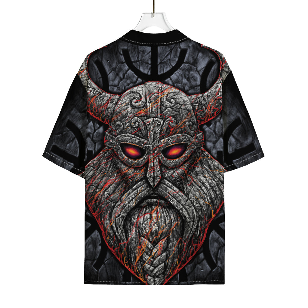 Ancient Viking Norse God Odin Print Rayon Hawaiian Shirt