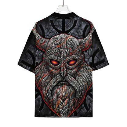 Ancient Viking Norse God Odin Print Rayon Hawaiian Shirt