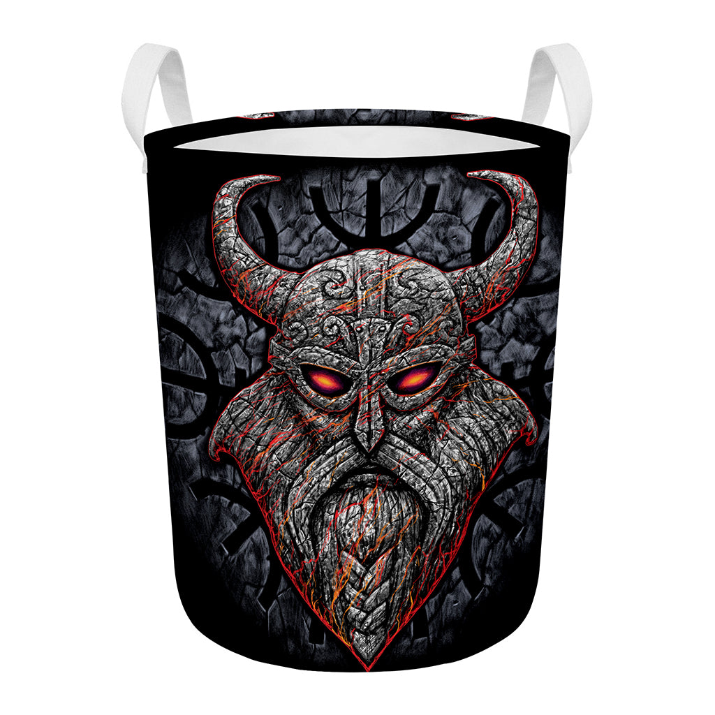 Ancient Viking Norse God Odin Print Round Laundry Basket