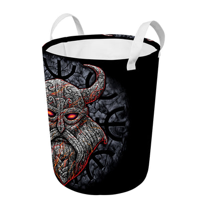 Ancient Viking Norse God Odin Print Round Laundry Basket
