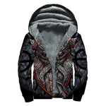 Ancient Viking Norse God Odin Print Sherpa Lined Zip Up Hoodie