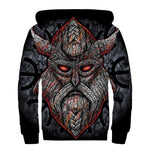 Ancient Viking Norse God Odin Print Sherpa Lined Zip Up Hoodie