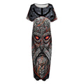 Ancient Viking Norse God Odin Print Short Sleeve Long Nightdress