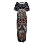 Ancient Viking Norse God Odin Print Short Sleeve Long Nightdress