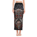 Ancient Viking Norse God Odin Print Side Slit Maxi Skirt