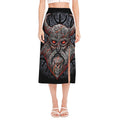 Ancient Viking Norse God Odin Print Side Slit Midi Skirt