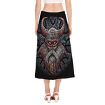 Ancient Viking Norse God Odin Print Side Slit Midi Skirt