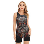 Ancient Viking Norse God Odin Print Sleeveless One Piece Swimsuit