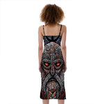 Ancient Viking Norse God Odin Print Slim Fit Midi Cami Dress