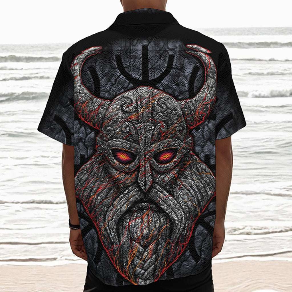 Ancient Viking Norse God Odin Print Textured Short Sleeve Shirt