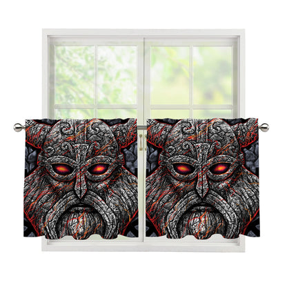 Ancient Viking Norse God Odin Print Tier Curtains