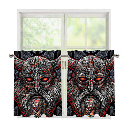 Ancient Viking Norse God Odin Print Tier Curtains