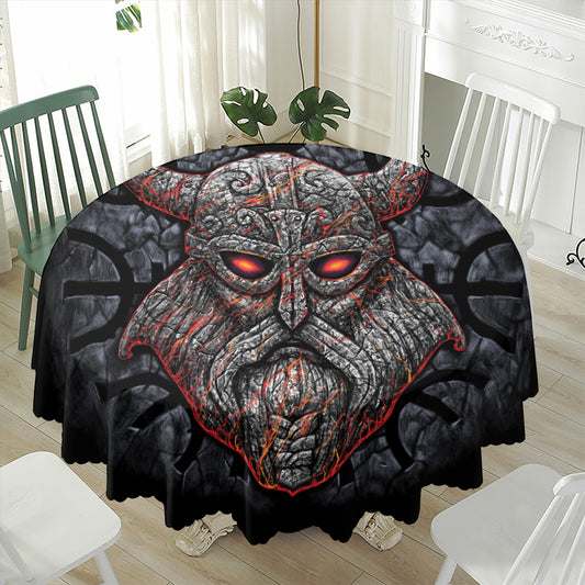 Ancient Viking Norse God Odin Print Waterproof Round Tablecloth