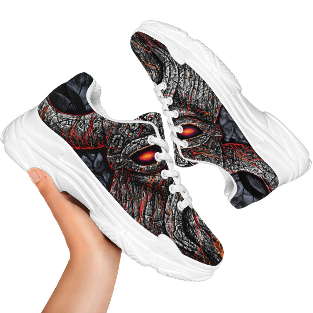 Ancient Viking Norse God Odin Print White Chunky Shoes