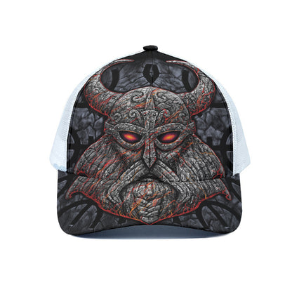 Ancient Viking Norse God Odin Print White Mesh Trucker Cap