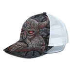 Ancient Viking Norse God Odin Print White Mesh Trucker Cap