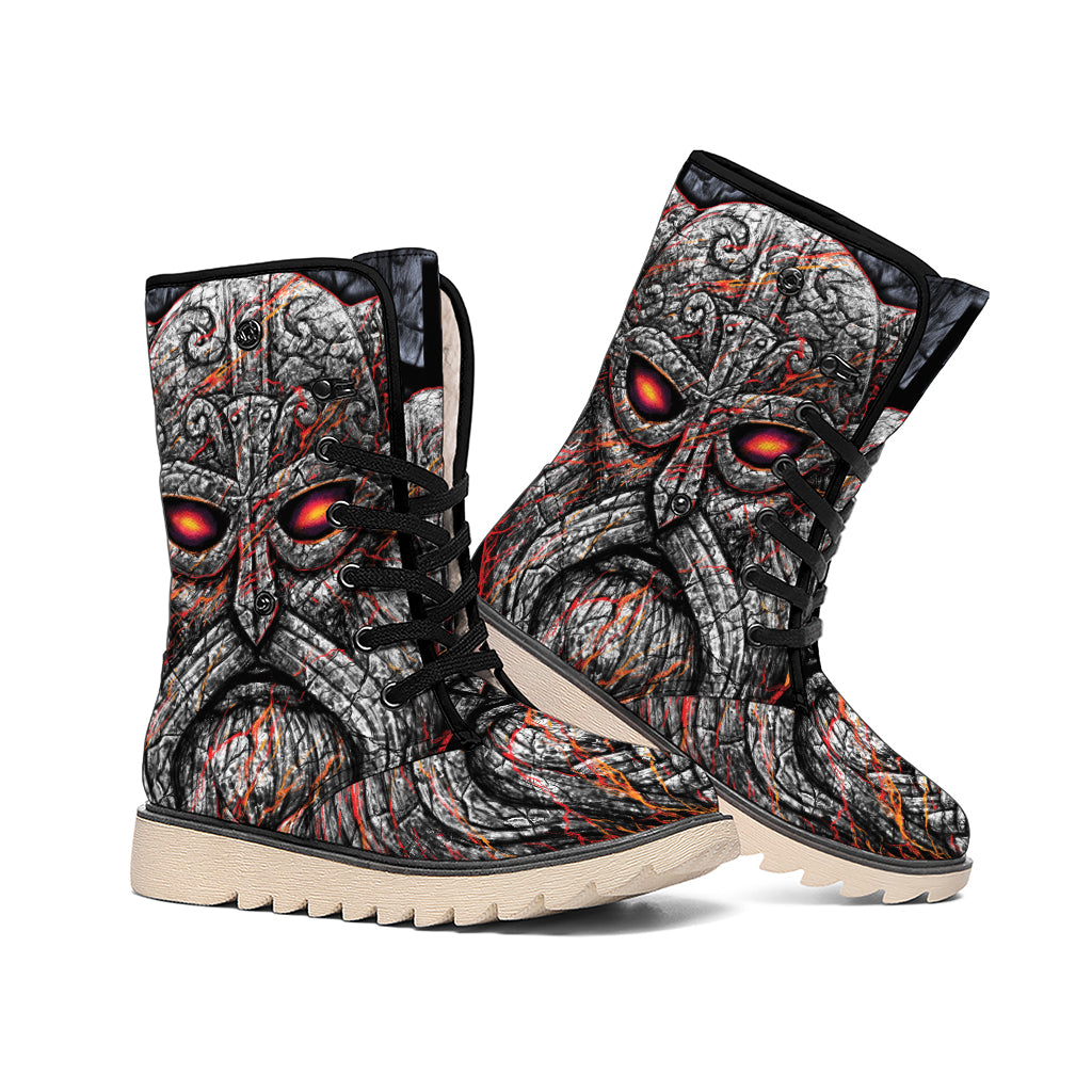 Ancient Viking Norse God Odin Print Winter Boots