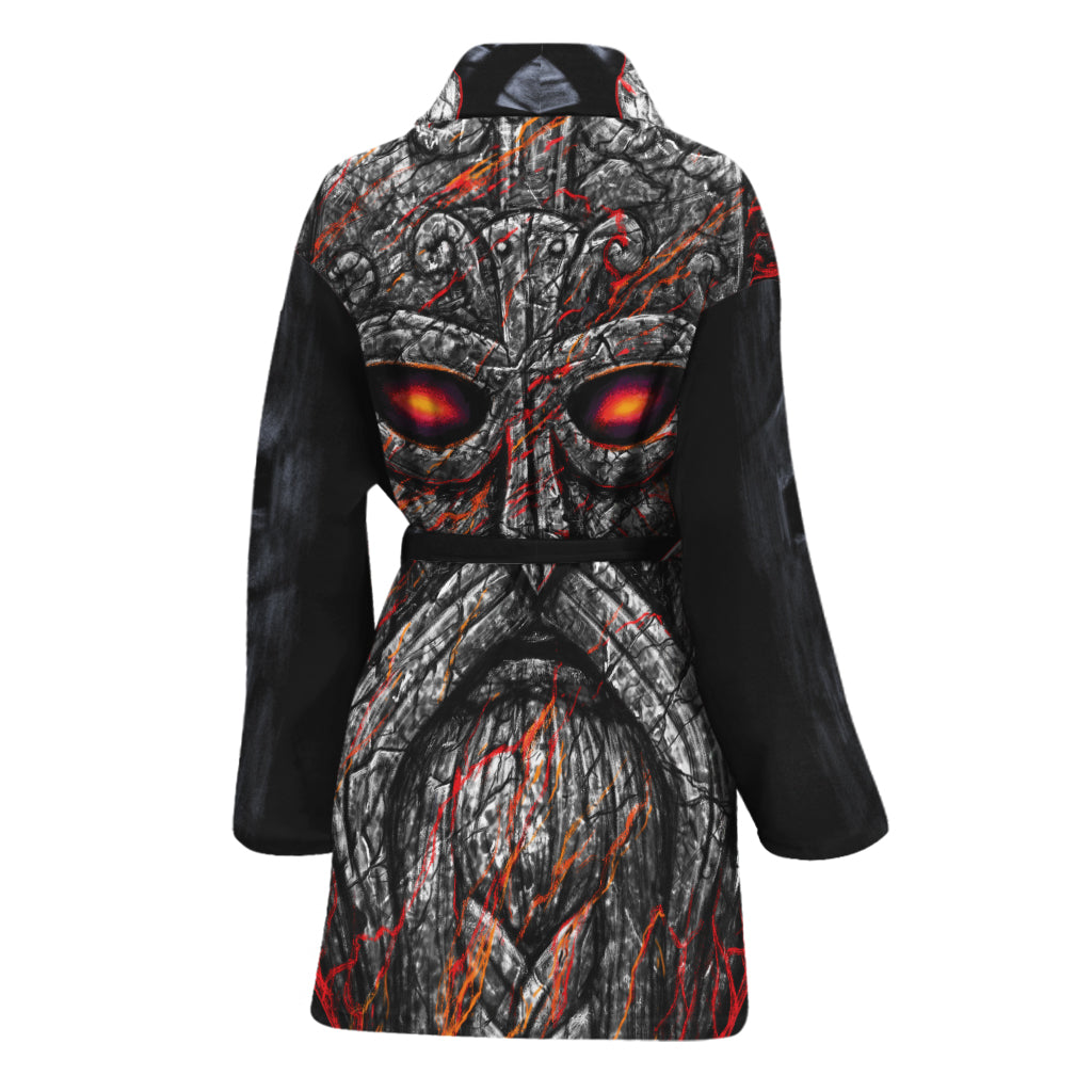 Ancient Viking Norse God Odin Print Women's Bathrobe