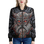 Ancient Viking Norse God Odin Print Women's Bomber Jacket