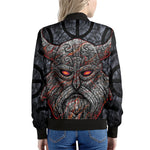 Ancient Viking Norse God Odin Print Women's Bomber Jacket