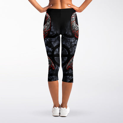 Ancient Viking Norse God Odin Print Women's Capri Leggings