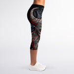 Ancient Viking Norse God Odin Print Women's Capri Leggings