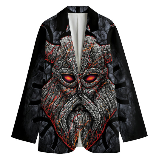 Ancient Viking Norse God Odin Print Women's Cotton Blazer